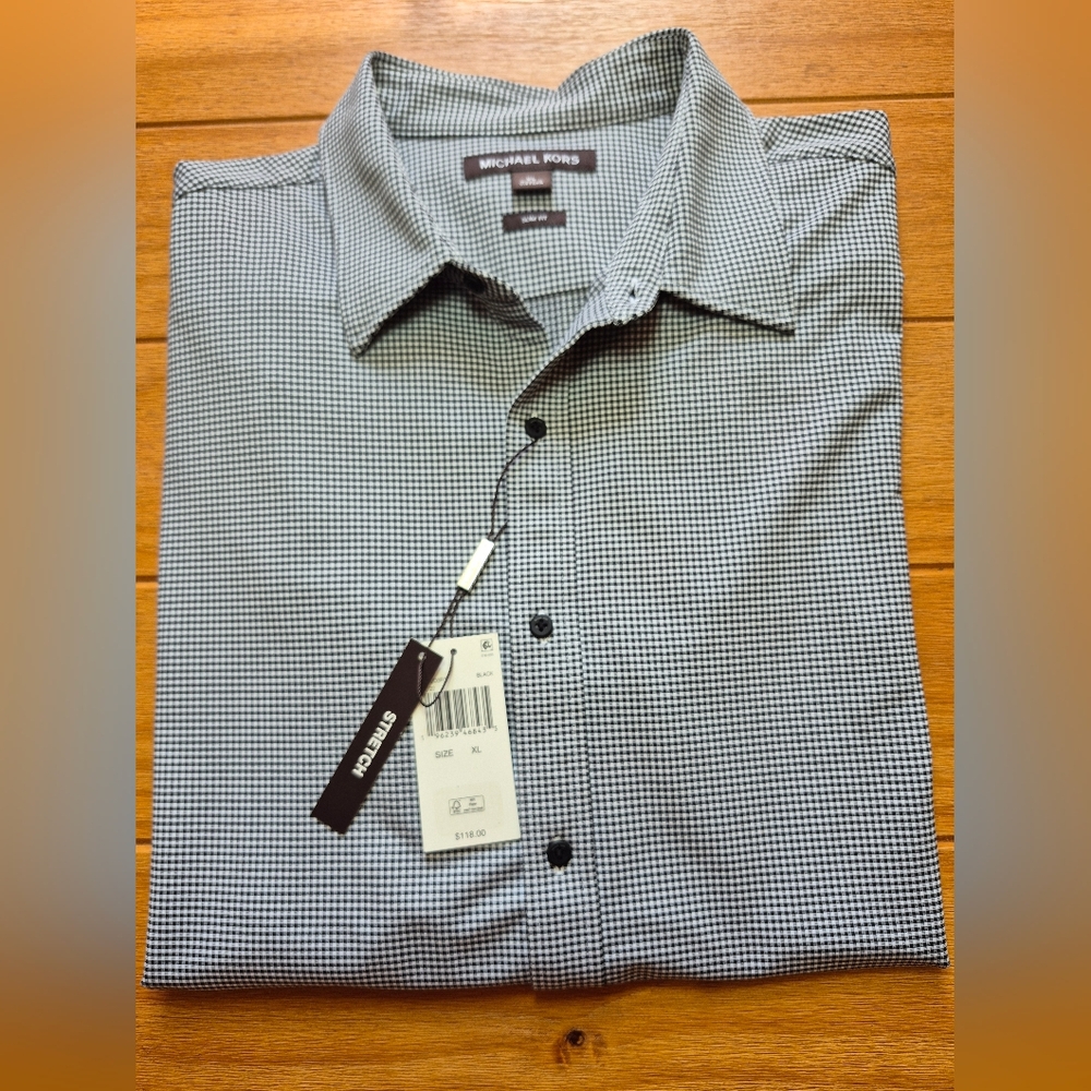 Michael Kors Slim Fit Stretch Button Down Shirt -‎ Mens Size XL